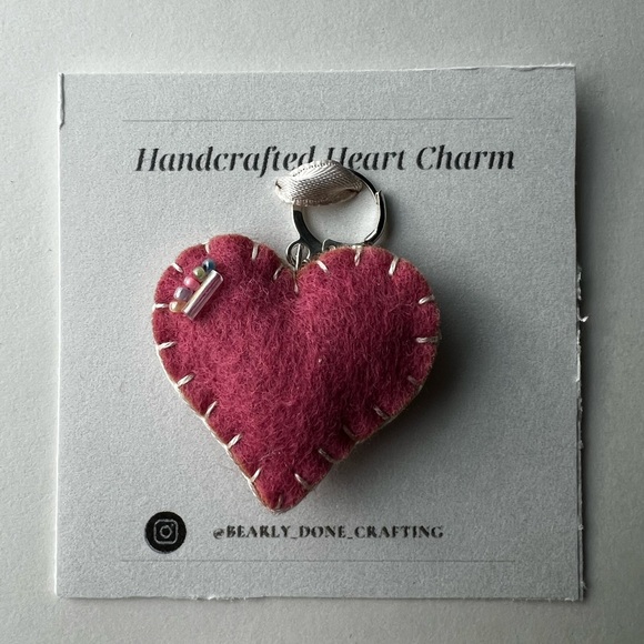 Hand Crafted Red and Pink Heart Charms Pendants - Picture 11 of 14